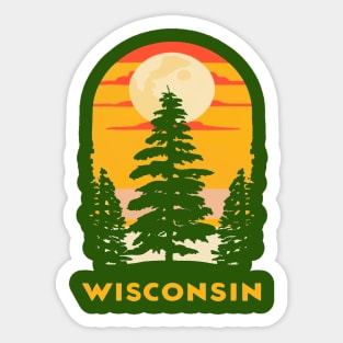 Wisconsin Tourism Trees and Sunset Graphic Sticker